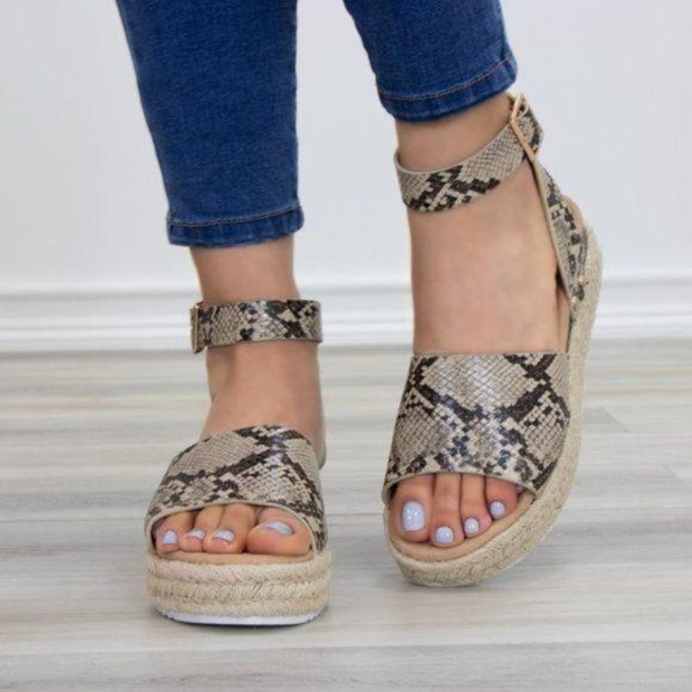 Python Snake Espadrille Platform Comfort Sandal - Picture 5 of 7